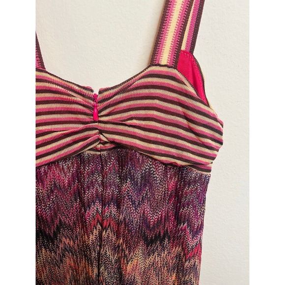 MISSONI Orange Tag $1400 Pink Decollette Zig Zag Knit Knee Length Dress IT 42 - Picture 10 of 10